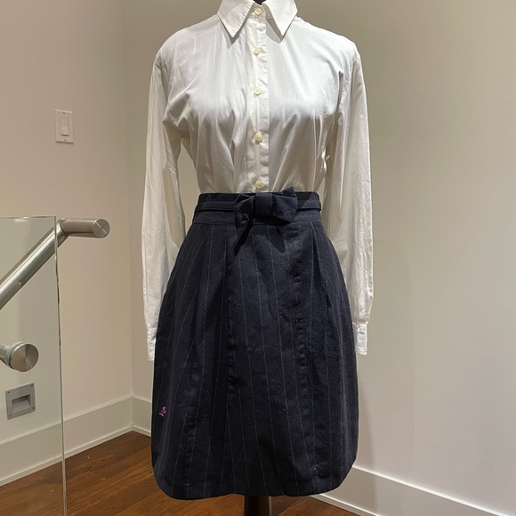 Preloved Handcut line Navy Pinstriped Skirt - Picture 1 of 4